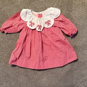 Red and White Kids Dress with Candy Cane Design